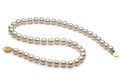 7.5-8mm Японска акоя Колие in Бяло