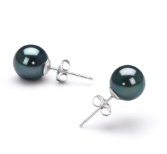 7.5-8mm Японска акоя Комплект обеци in черен