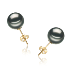 9-10mm таитянски Комплект обеци in черен