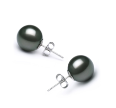 10-11mm таитянски Комплект обеци in черен