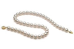 8-8.5mm Японска акоя Колие in Бяло