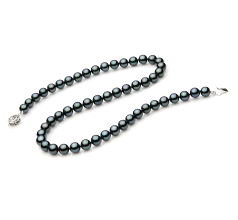 7-7.5mm Японска акоя Колие in черен
