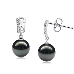 9-10mm таитянски Комплект обеци in Zuella черен