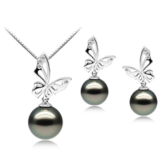 10-12mm таитянски Комплект in Пеперуда черен