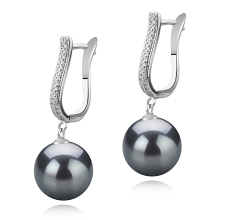 10-11mm таитянски Комплект обеци in Офелия черен