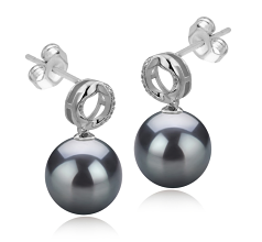 9-10mm таитянски Комплект обеци in Shellry черен