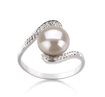 9-10mm Сладководни Пръстен in Chantel Бяло
