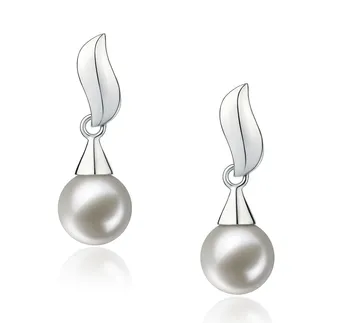 7-8mm Сладководни Комплект обеци in Едит Бяло