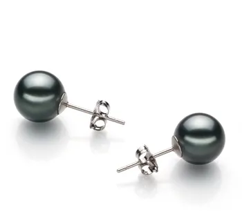 8-9mm таитянски Комплект обеци in черен