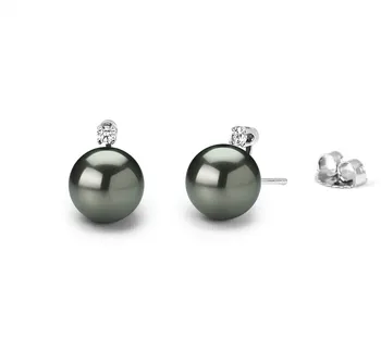 9-10mm таитянски Комплект обеци in черен