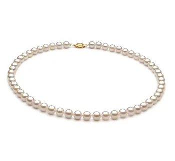 6-7mm Китайска акоя Колие in Бяло 6-7mm Китайска акоя Колие in Бяло