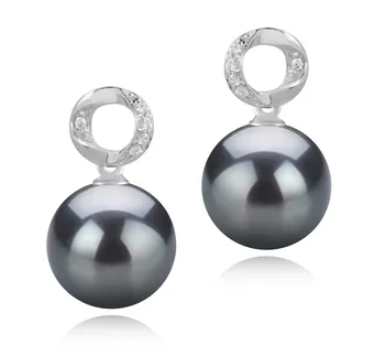 9-10mm таитянски Комплект обеци in Shellry черен